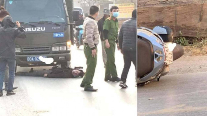 Xe máy chạy tốc độ cao lao vào ô tô biển xanh, một người nhập viện cấp cứu 1